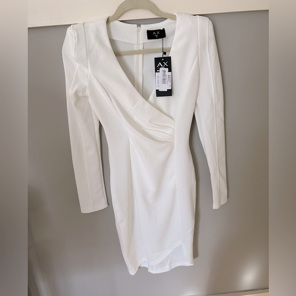 NWT Womens AX Paris Wrap Front Midi Dress White Size 6
